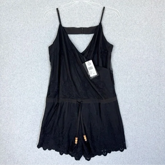 Chaser Romper Black Lace Size Small Spaghetti Straps Adjustable Cinch Waist NWT - Picture 7 of 16